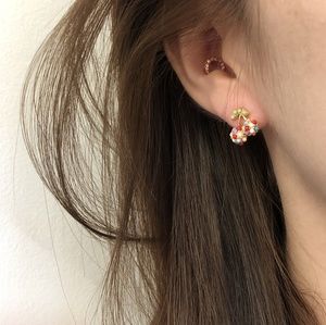 Fashion Colorful Beaded Cheery Design Earrings